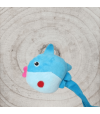 Tête de la peluche poisson rigolo bleu avec herbe à chat pour chat.
