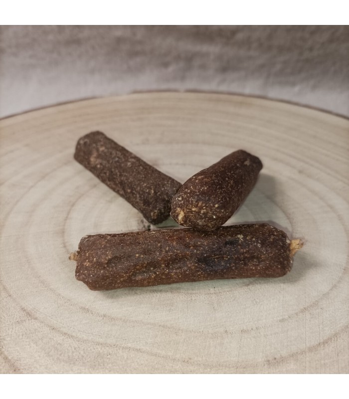 Saucisse de dinde et patate douce pour chien.